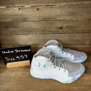 Childerns Big Kids Under Armour Jet 21 Gray Basketball Shoes Sneakers Size 4.5 Y